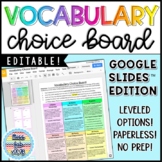Vocabulary Choice Board | Vocabulary Activities
