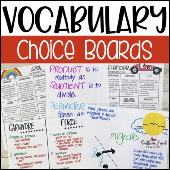 Preview of Vocabulary Choice Boards