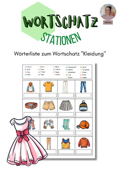 Preview of Vocabulary "Clothing": list of words