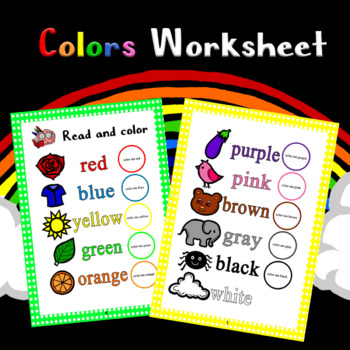 Colors Worksheet by The KG Zone | TPT
