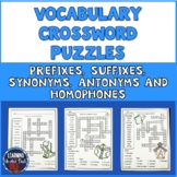 Vocabulary Crossword BUNDLE | Prefixes, Suffixes, Homophon