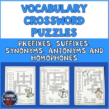 Preview of Vocabulary Crossword BUNDLE | Prefixes, Suffixes, Homophones, Synonyms, Antonyms