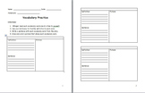 Vocabulary Definition, Sentence, and Picture Practice Template