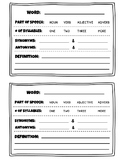 Vocabulary Definition Worksheet + Part of Speech, Syllable