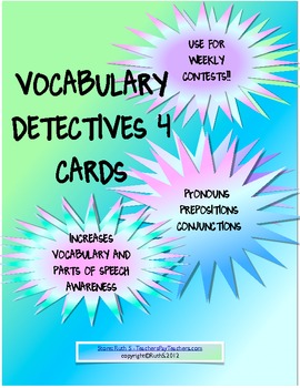 Preview of Vocabulary Detectives Task Cards 4 Pronouns, Prepositions, Conjunctions