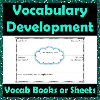 Preview of Vocabulary Development Graphic Organizer - Definitions Antonyms Synonyms