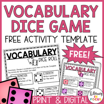 Preview of Vocabulary Dice Game | Free Printable & Digital Activity Template | Word Work