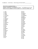 Vocabulary Dictionary Activity