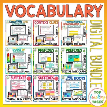 Preview of Vocabulary Digital Task Cards Mega Bundle -Morphology and Semantics Activities