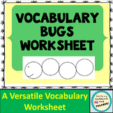 Vocabulary Worksheet Template Bugs