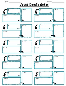 Preview of Vocabulary Doodle Notes Template