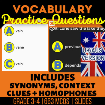 Preview of Vocabulary Editable Presentations: Context Clues, Homophones UK/AUS English