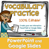 Vocabulary Editable Presentations for PowerPoint and Googl