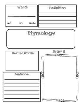 Preview of Vocabulary Etymology Word Origin Graphic Organizer