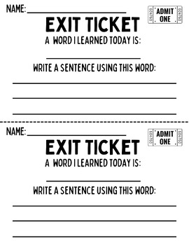 Preview of Vocabulary Exit Ticket