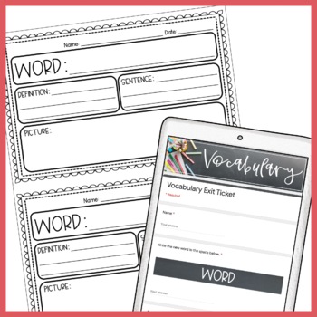 vocabulary exit ticket template free printable digital tpt