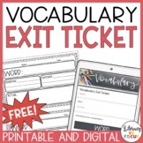 Vocabulary Exit Ticket Template | Free | Printable & Digit