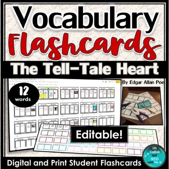 Preview of Vocabulary Flash Cards | The Tell Tale Heart by Poe | Digital & Print