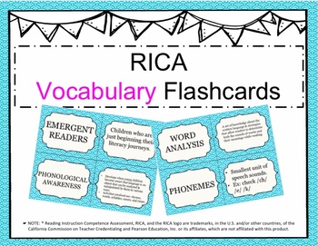 Preview of Vocabulary Flash Cards for the RICA