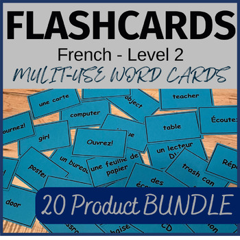 Preview of Vocabulary Flashcards BUNDLE - Multi-Use Word Cards / French Level 2