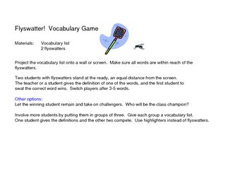 Preview of Vocabulary Flyswatter Game