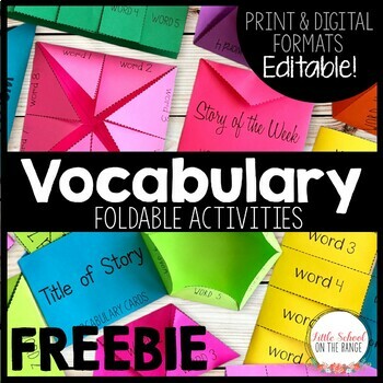 Preview of Vocabulary Foldable Activities Editable FREEBIE | Print and Digital