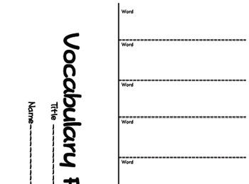 Preview of Vocabulary Foldable-Use for 8 vocabulary words or less