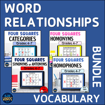 Preview of Vocabulary Games- Four Squares Games with Intermediate Vocabulary BUNDLE