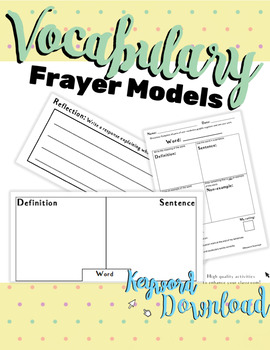Preview of Vocabulary Frayer Models