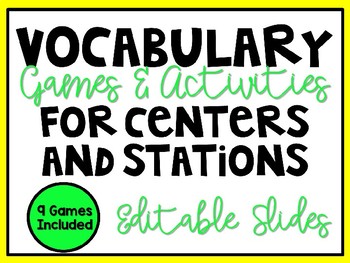 Preview of Vocabulary Games and Activities - Editable