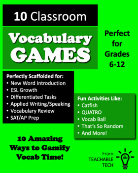 Preview of Vocabulary Games for High School and Middle School