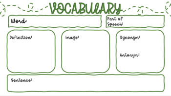 Preview of Vocabulary Graphic Organizer