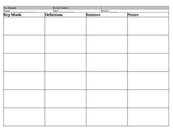 Preview of Vocabulary Graphic Organizer