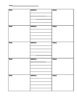 Preview of Vocabulary Graphic Organizer