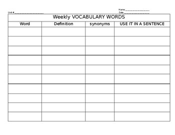 Preview of Vocabulary Graphic Organizer