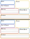 Vocabulary Graphic Organizer