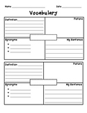 Vocabulary Graphic Organizer - ANY NEW VOCAB!! ALL AGES!!