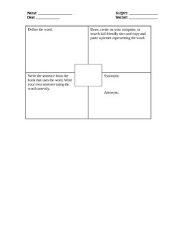 Preview of Vocabulary Graphic Organizer - Common Core Connected