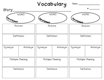 Preview of Vocabulary Graphic Organizer SIMPLE Version 1