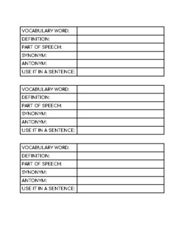 Preview of Vocabulary Graphic Organizer: Simple, Digital, Editable