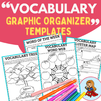 Preview of Vocabulary Graphic Organizer, Templates, Notebook and worksheets (32 Templates)