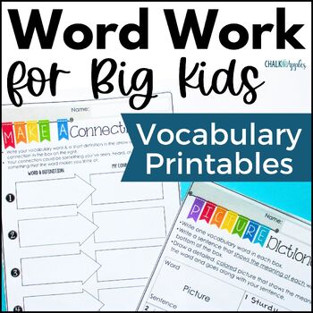 Preview of Vocabulary Graphic Organizers & Activities for Word Work Centers - Printable