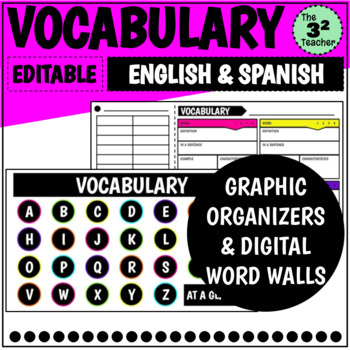 Preview of Vocabulary: Graphic Organizers & Digital Word Walls (English and Spanish)