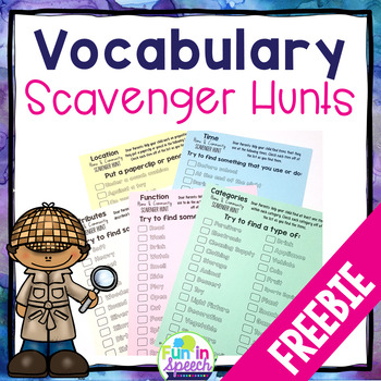 Vocabulary Activities with FREE Scavenger Hunt Worksheets for Speech ...