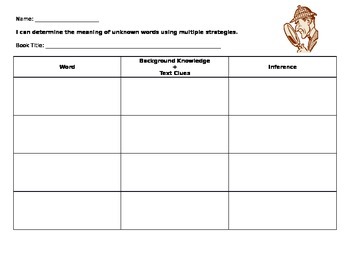 Preview of Vocabulary Inference Record Sheet L.4