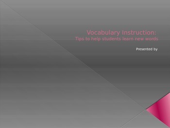 Preview of Vocabulary Instruction Power Point