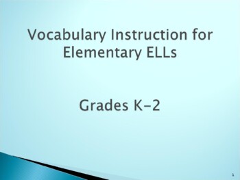 Preview of Vocabulary Instruction for Elementary ELLs Grades K-2