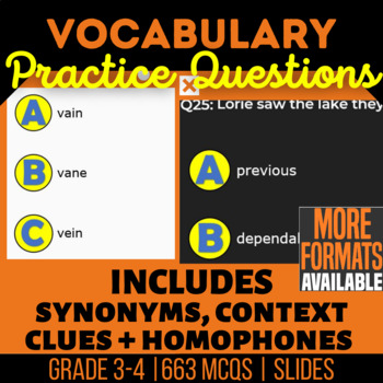 Preview of Vocabulary Google Slides Bundle | Context Clues Homophones Synonyms