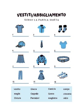 Preview of Vocabulary Italian clothes