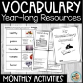Vocabulary Activities, Journal, Books | Monthly Themed Words